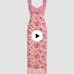 Pink floral lace maxi dress